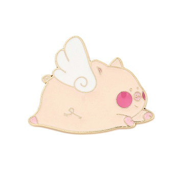 Cartoon Pig Enamel Pins, Zinc Alloy Brooches for Backpack Clothes, Pink, Golden, 30mm