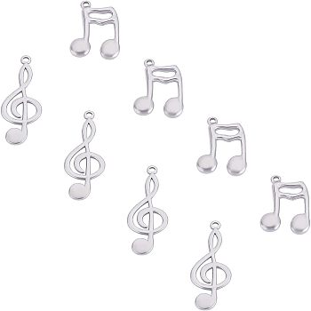 Unicraftale 304 Stainless Steel Pendants, Musical Note, Stainless Steel Color, 29x19x3mm, Hole: 1.8mm, 12pcs/box