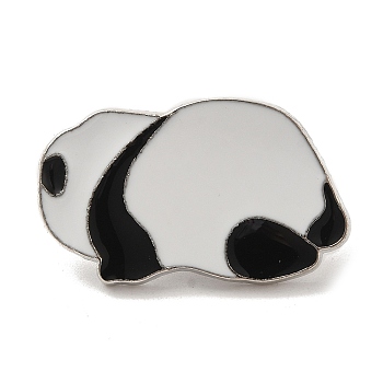 Panda Enamel Pin, Alloy Brooch for Backpack Clothes, White, 30x17.5x2mm
