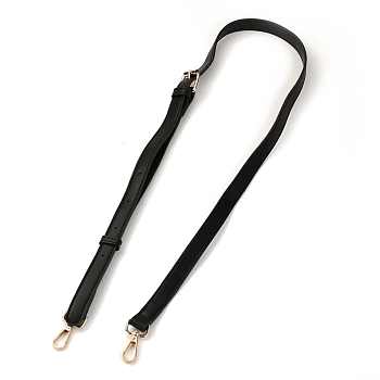 PU Leather Bag Strap, with Alloy Swivel Clasps, Bag Replacement Accessories, Black, 133x1.85x0.25cm