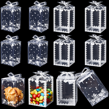 40Pcs 2 Styles Foldable Transparent PVC Boxes, for Craft Candy Packaging Wedding Party Favor Gift Boxes, Rectangle, Clear, 5~7.5x5~7x4.5~7cm, 20pcs/style