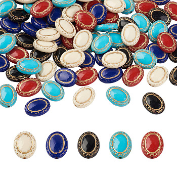 BEADTHOVEN 100Pcs 5 Colors Plating Retro Acrylic Beads, Oval, Mixed Color, 17.5x13.5x6mm, Hole: 1.6mm, 20pcs/colors