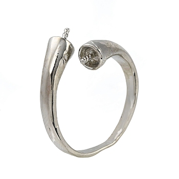 Brass Finger Cup Peg Ring Settings, Cuff Rings, Open Rings, For Half Drilled Beads, Adjustable, Platinum, 22mm