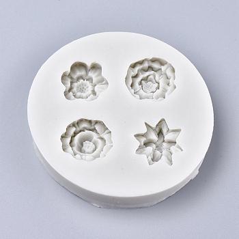 Food Grade Silicone Molds, Fondant Molds, For DIY Cake Decoration, Chocolate, Candy, UV Resin & Epoxy Resin Jewelry Making, Flowers, Antique White, 80mm, Flower: about 22~23mm