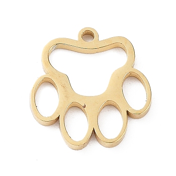 304 Stainless Steel Charms, Cut-Out, Paw Print, Golden, 13x12x1.2mm, Hole: 1.2mm