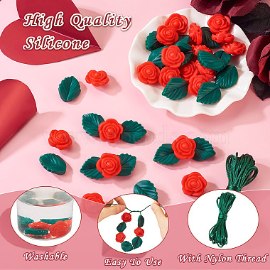 DIY Rose Flower Nursing Necklaces Making Kit for Kids Chewing Teething(DIY-TA0006-35)-5