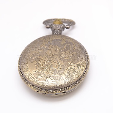Roman Number Vintage Hollow Flat Round Alloy Quartz Watch Heads Pendants for Pocket Watch Necklace Making(WACH-M109-24)-3