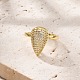 Rack Plating Brass Micro Pave Clear Cubic Zirconia Open Cuff Finger Rings for Women(RJEW-M028-101G)-3