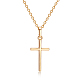 Real 18K Gold Plated Cross Brass Cubic Zirconia Pendant Necklaces(NJEW-EE0001-14A)-1