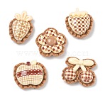 Tartan Pattern Opaque Resin Cabochons, Strawberry/Apple/Cherry/Flower/Carrot, Camel, 21~25.5x18~25x8~10mm(RESI-F067-04)