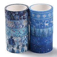 10Pcs 10 Colors Winter Theme Pattern Paper Adhesive Tape, Snowflake Roll Stickers, for Card-Making, Scrapbooking, Diary, Planner, Envelope & Notebooks, Mixed Color, 15x0.2mm, 1pc/color(DIY-G092-01)