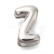 304 Stainless Steel Slide Charms, Stainless Steel Color, Letter Z, 8.5x5x4.5mm, Hole: 2.5x1.5mm(STAS-B075-37P-Z)