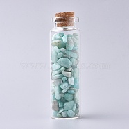 Glass Wishing Bottle, For Pendant Decoration, with Amazonite Chip Beads Inside and Cork Stopper, 22x71mm(DJEW-L013-A02)
