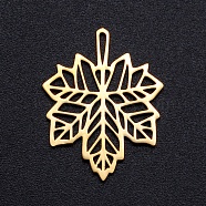 Autumn Theme 201 Stainless Steel Filigree Joiners Links, Laser Cut, Maple Leaf , Golden, 23x18x1mm(STAS-S105-JN888-2)