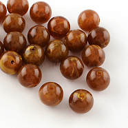 Acrylic Imitation Gemstone Beads, Round, Saddle Brown, 10mm, Hole: 2mm, about 925pcs/500g(OACR-R029-10mm-19)