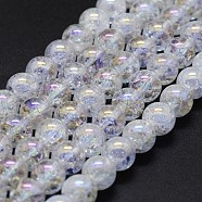 Electroplated Natural Crackle Quartz Crystal Beads Strands, Round, 10mm, Hole: 1mm, about 39pcs/strand, 15.7 inch(G-K285-08-10mm)