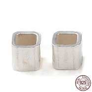 925 Sterling Silver Tube Beads, Square, Silver, 2x2x2mm, Hole: 1.4x1.4mm(STER-P053-07A-S)