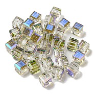 Electroplate Glass Beads, Faceted, Cube, WhiteSmoke, 5.5x5.5x5.5mm, Hole: 1.5mm, 100pcs/bag(EGLA-Z004-04B-05)