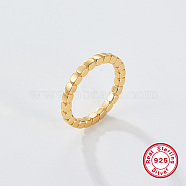 925 Sterling Silver Fingers Rings, with 925 Stamp, Real 18K Gold Plated, Inner Diameter: 18mm(LU6854-3)