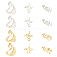 DICOSMETIC 24Pcs 6 Style 201 Stainless Steel Charms, Mixed Shapes, Golden & Stainless Steel Color, 18~23x8.5~17x1mm, Hole: 1.5mm, 4pcs/style(STAS-DC0008-61)