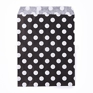 Kraft Paper Bags, No Handles, Food Storage Bags, Polka Dot Pattern, Black, 18x13cm(CARB-P001-A01-01)