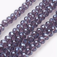 Electroplate Glass Beads Strands, Pearl Luster Plated, Faceted, Rondelle, DarkSlate Blue, 6x4~5mm, Hole: 0.8~1mm, about 85~88pcs/strand, 16.1~16.5 inch(41~42cm)(X-GLAA-K027-PL-A05)