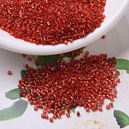 MIYUKI Delica Beads, Cylinder, Japanese Seed Beads, 11/0, (DB0043) Silver-Lined Red, 1.3x1.6mm, Hole: 0.8mm, about 20000pcs/bag, 100g/bag(SEED-J020-DB0043)