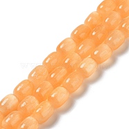 Natural Selenite Beads Strands, Dyed, Drum, Orange, 12x8mm, Hole: 1mm, about 32pcs/strand, 15.51~15.55 inch(39.4~39.5cm)(G-F750-06)