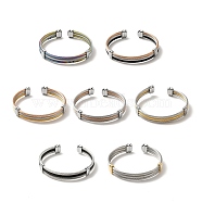 304 Stainless Steel Triple Layer Twist Rope Open Cuff Bangle for Women, Mixed Color, Inner Diameter: 2 inch(5cm)(BJEW-P283-09M)