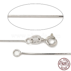 Rhodium Plated Sterling Silver Snake Chain Necklaces, with Spring Ring Clasps, Platinum, 20 inch, 0.65mm(NJEW-M153-15A-20)