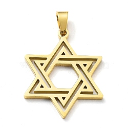304 Stainless Steel Pendants, Star of David Charm, Golden, 25x20x1.3mm, Hole: 5.5x3mm(STAS-D036-04G)