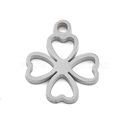 304 Stainless Steel Charms, Laser Cut, Clover Charm, Anti-Tarnish, Stainless Steel Color, 10x8.5x1mm, Hole: 1mm(STAS-I327-19P)