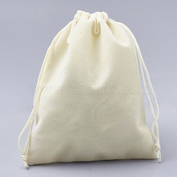 Rectangle Velvet Pouches, Gift Bags, Beige, 12x10cm(TP-R002-10x12-12)