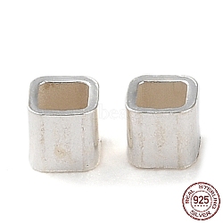 925 Sterling Silver Tube Beads, Square, Silver, 2x2x2mm, Hole: 1.4x1.4mm(STER-P053-07A-S)
