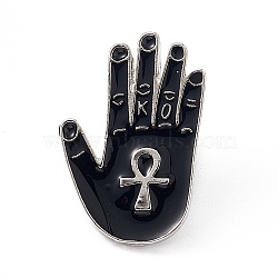 Enamel Pin, Alloy Badge for Backpack Clothing, Platinum, Palm Pattern, 28x18x2mm, Pin: 1mm(JEWB-F017-01B)