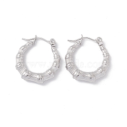 Non-Tarnish 304 Stainless Steel Bamboo Chunky Hoop Earrings for Women, Stainless Steel Color, 21x19.5x4mm, Pin: 0.6mm(EJEW-I267-07P)