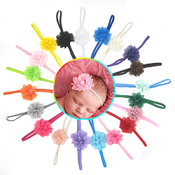 Elastic Baby Headbands for Girls, Hair Accessories, with Lace Flower, Mixed Color, 13.4 inch~14.96 inch(340~380mm)(OHAR-Q159-M)