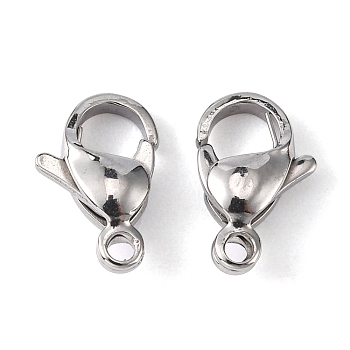 304 Stainless Steel Lobster Claw Clasps, Parrot Trigger Clasps, Stainless Steel Color, 11x7x3.5mm, Hole: 1mm