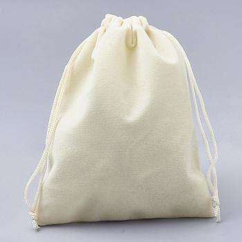 Rectangle Velvet Pouches, Gift Bags, Beige, 12x10cm