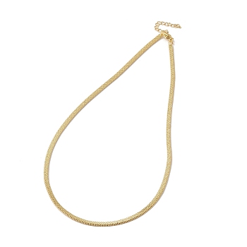 Brass Flat Snake Chain Necklace, Long-Lasting Plated, Lead Free & Cadmium Free, Real 18K Gold Plated, 16.89 inch(42.9cm)