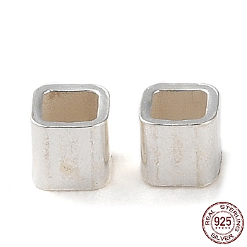 925 Sterling Silver Tube Beads, Square, Silver, 2x2x2mm, Hole: 1.4x1.4mm