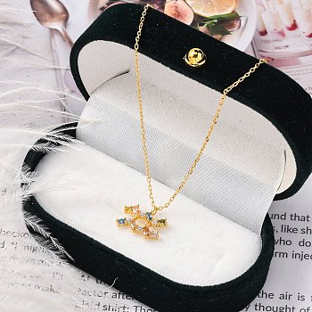 925 Sterling Silver Colorful Cubic Zirconia Constellation Pendant Cable Chain Necklaces for Women, Real 18K Gold Plated, Aquarius, 13.74 inch(34.9cm), pendants: 10.5~17x8.5~15mm.