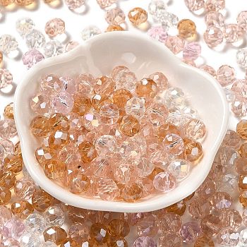 Glass Beads, Faceted, Rondelle, Pearl Pink, 8x6mm, Hole: 1mm, about 1210pcs/500g
