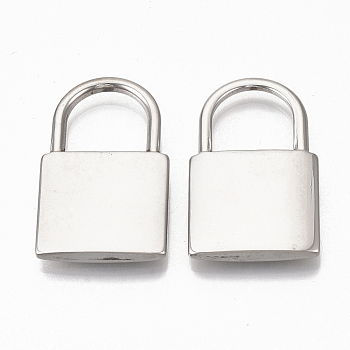 304 Stainless Steel Pendants, Padlock, Stainless Steel Color, 38x23x4.5mm, Hole: 14x14.5mm