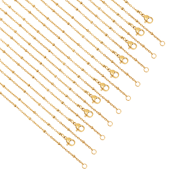 10Pcs 304 Stainless Steel Satellite Chain Necklaces Set for Men Women, Golden, 17.7 inch(45cm)