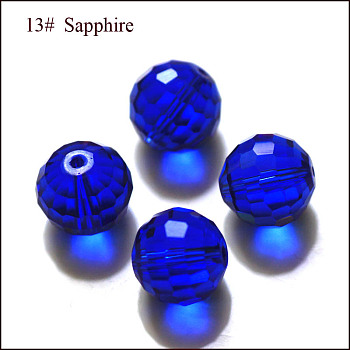 Imitation Austrian Crystal Beads, Grade AAA, Faceted(96 Facets), Round, Blue, 8mm, Hole: 0.9~1mm
