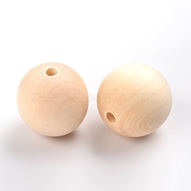 Perles rondes en bois non fini(WOOD-Q008-35mm-LF)-2