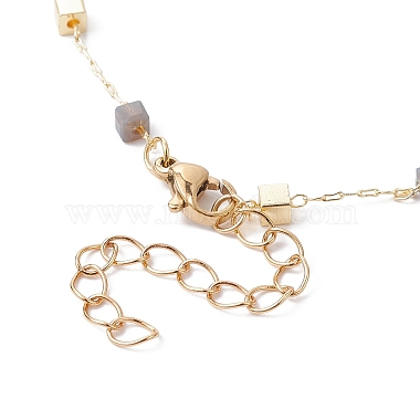 Handmade Brass Cube Beaded Link Chain Bracelet Making(AJEW-JB01150-40)-3