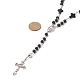 Natural Lava Rock & Synthetic Turquoise Rosary Bead Necklace(NJEW-JN04238)-5