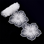 1 Yard Polyester Ribbons, Lace Trim with Plastic Beads, Flower, White, 4-1/2 inch(113mm)(SRIB-AR0001-30A)